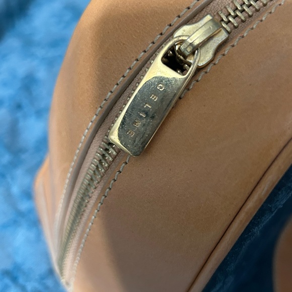 Vintage Celine Navy Velvet and Tan Shoulder Bag - Picture 5 of 6